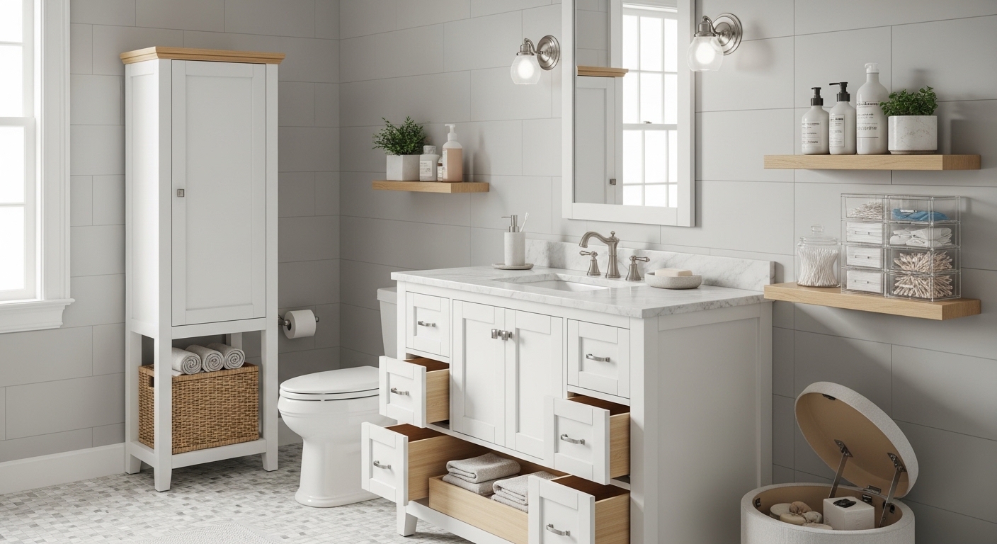 Как выбрать и правильно разместить мебель для хранения в ванной комнате