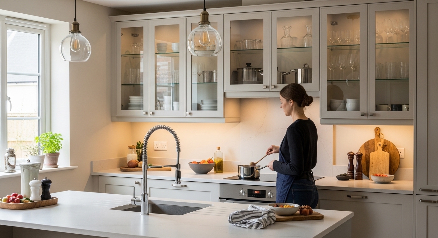 Обустраиваем кухню с прозрачными фасадами: идеи и советы