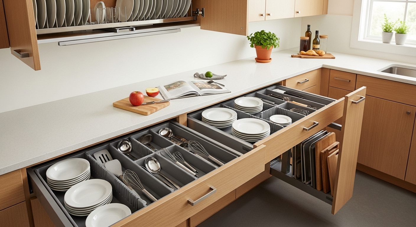 Как организовать место для хранения посуды и кухонных принадлежностей